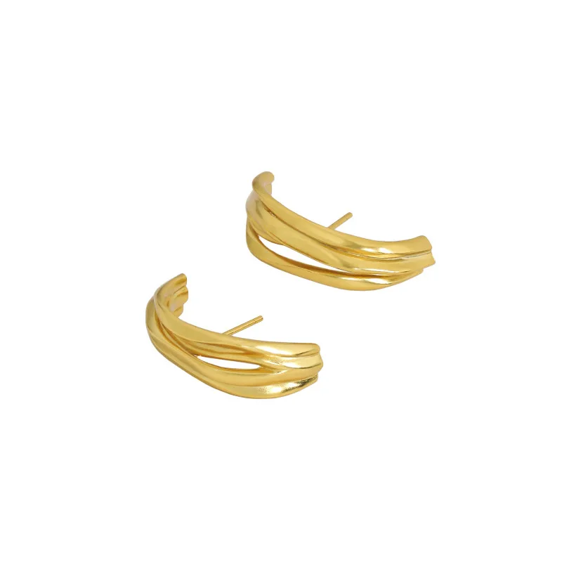 

VIANRLA minimalist earrings 925 silver chunky matte 18k gold plated stud earrings