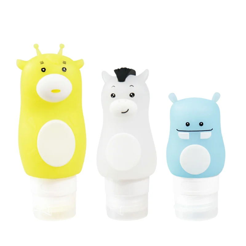 

New best selling amazon product Squeezable Silicone Travel Tube Containers Cartoon Travel Bottle Kit, Yellow,white,blue