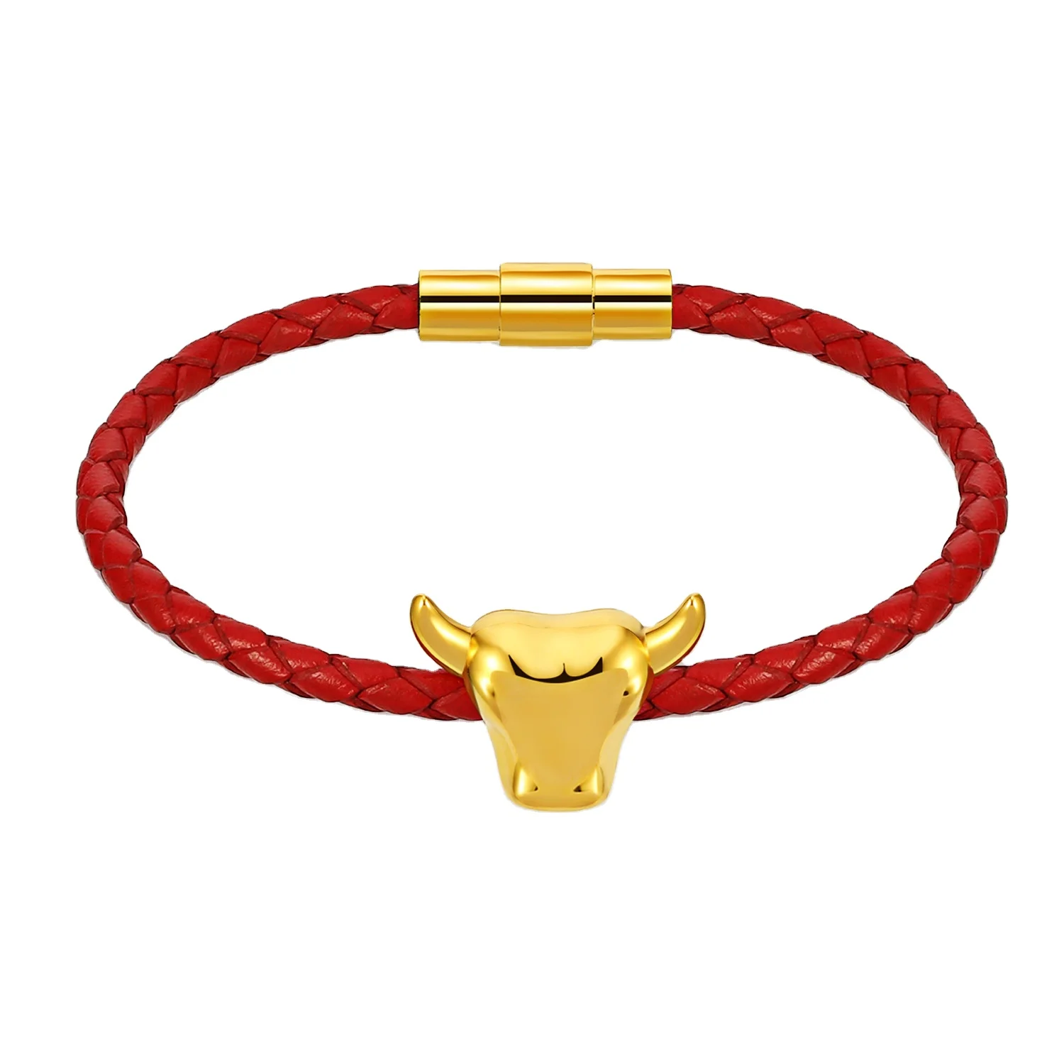 

Vietnam Shajin Niuqi Hand Rope Gold-Plated Simple Natural Year Leather Rope Red Rope Zodiac Cow Bracelet Female