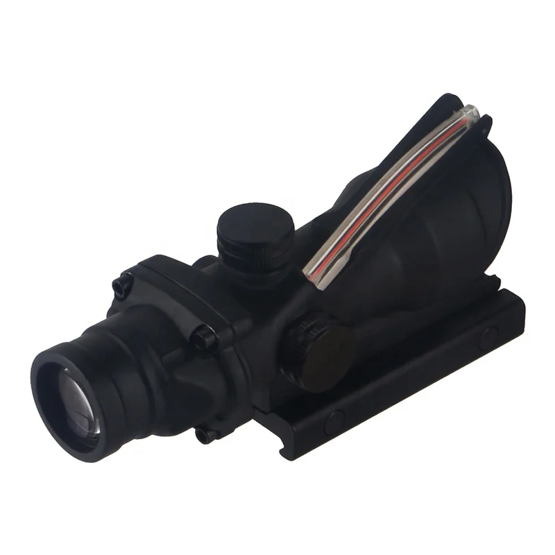

Hunting riflescope real fiber optics red illuminated 4x32 acog scope tactical optical sight scope, Black