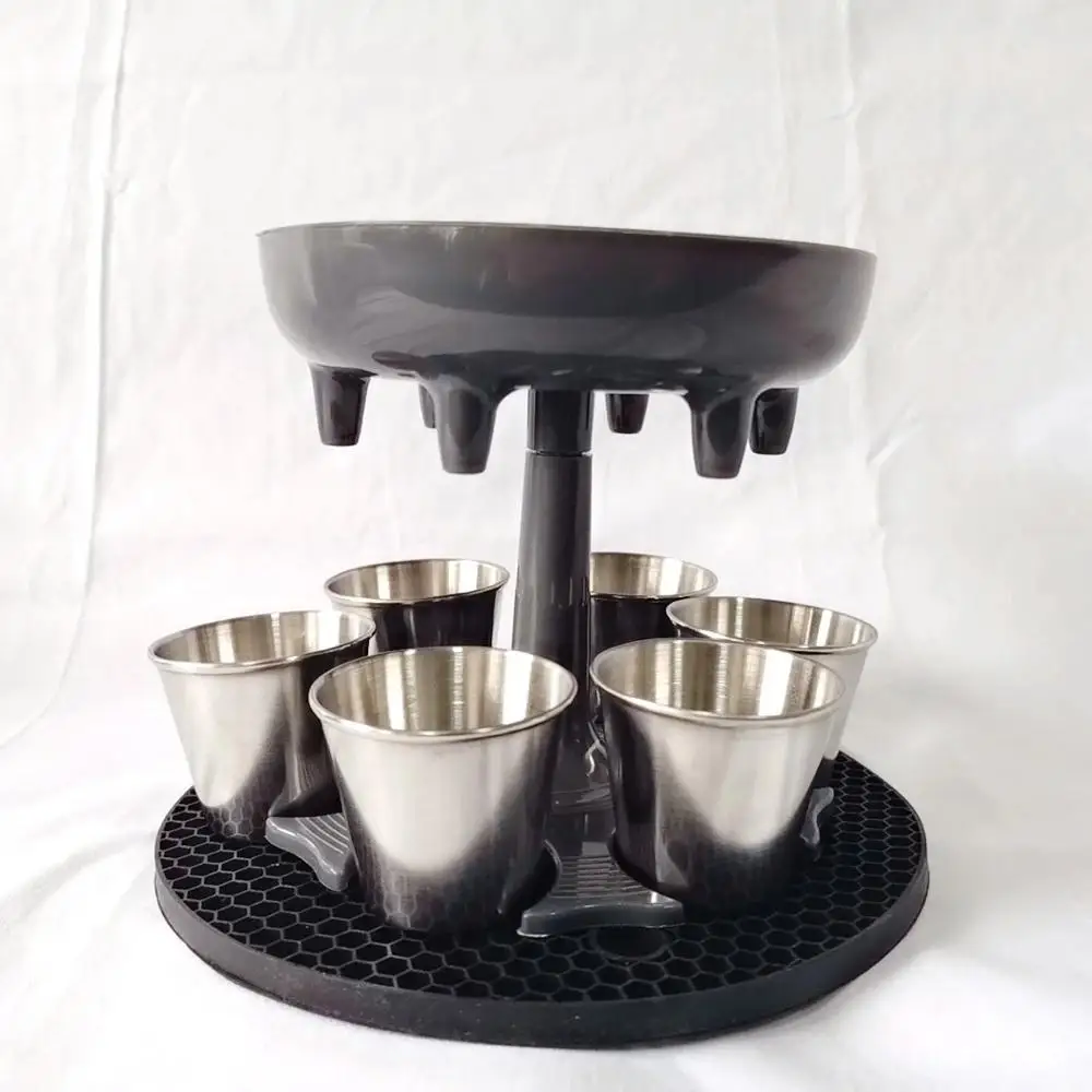 

A3001 New Holes Wine Cup Aerator Bar Tools With Coaster Liquid Divider Party Cocktail 6 Shot Glass Wine Dispenser and Holder Set, As pic, pls remark