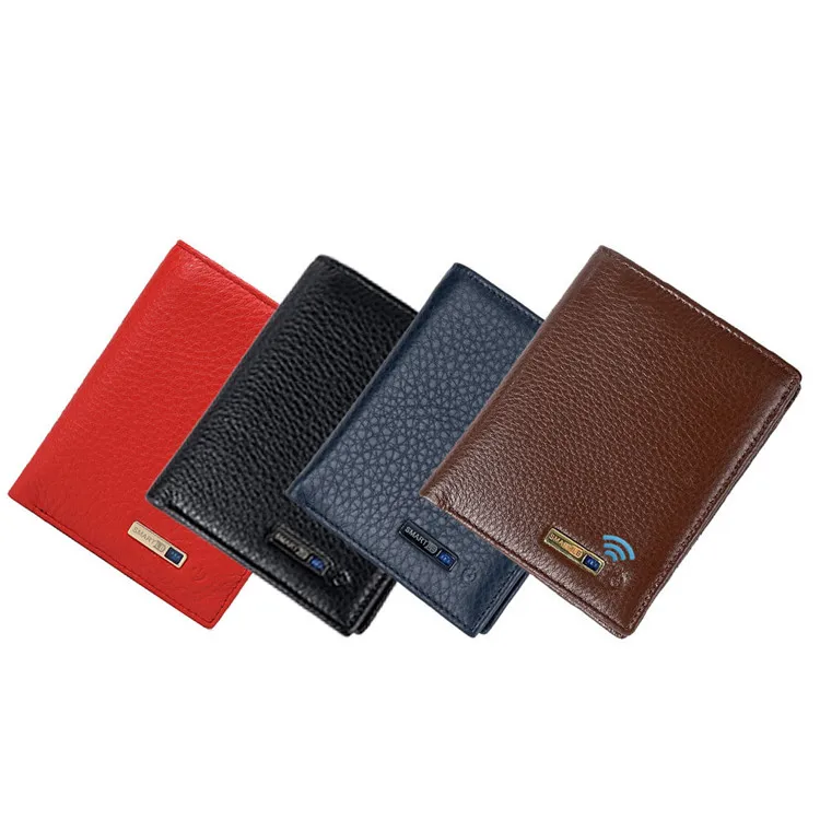 

2022 New High Quality Smart Wallet Anti Lost Multi Position Card Purse Anti Theft Genuine Leather Wallet