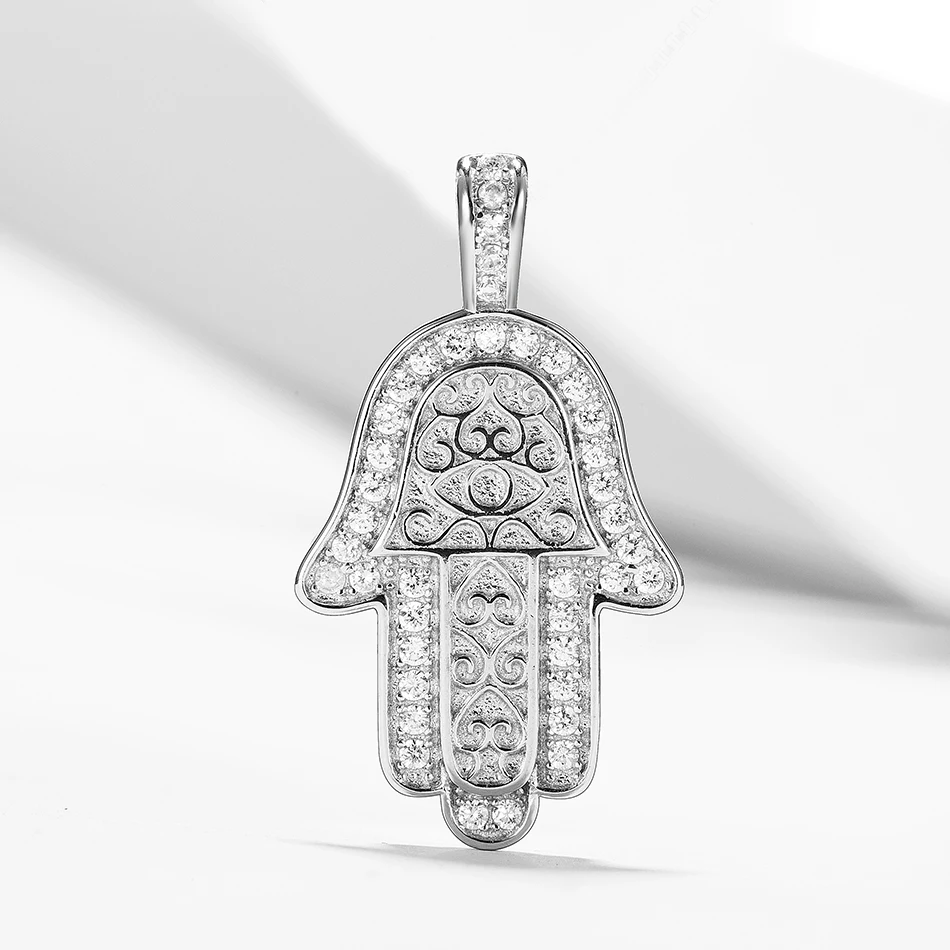 

Fashion 925 Sterling Silver Hamsa Hand Pendant With Cubic Zirconia fit Original Necklace for Women DIY Jewelry Making