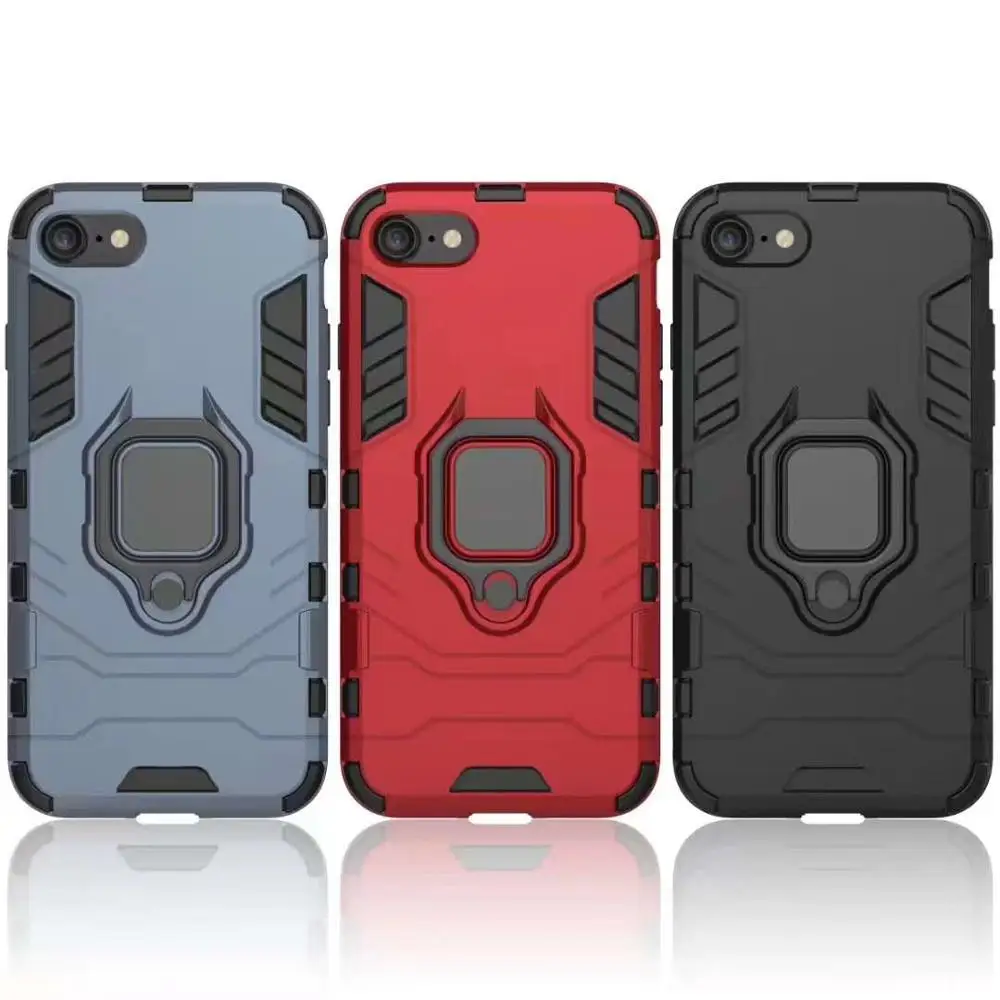 

Iron Man Case For iPhone SE2 Phone Case PC+Silicone Kickstand Cover For Hawei P40 Pro Plus/Nova 6/6Se Iron Ring Armor Phone Case