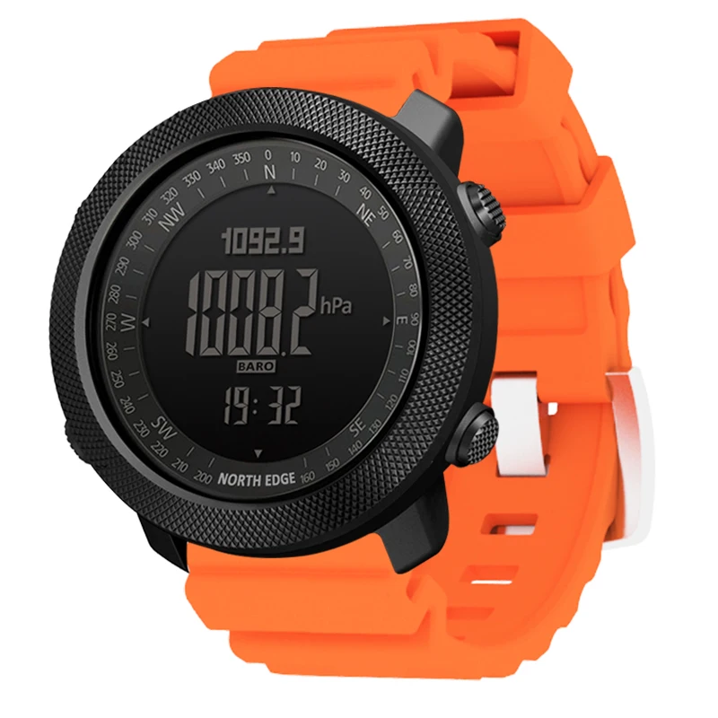 

North Edge Apache Silicon Multifunctional Sport Digital Watch Altimeter Barometer Compass Waterproof Men Watches, Black