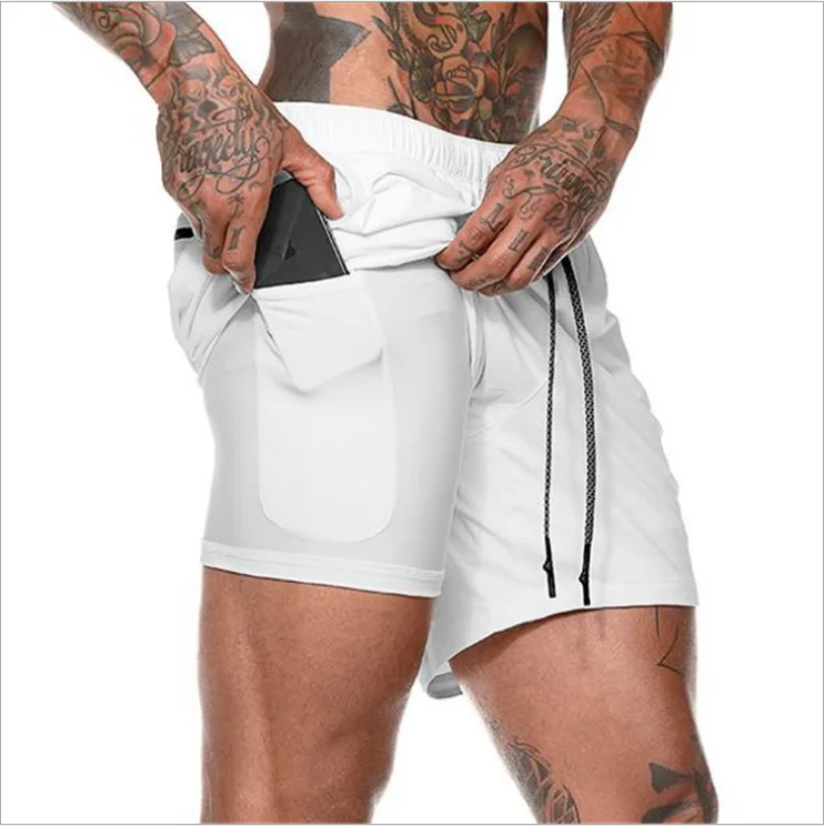 

Custom Mens Sports Workout Nylon Double Layer Shorts Gym Athletic Men Pants High Waist Summer Board Gym Basketball Shorts, Black