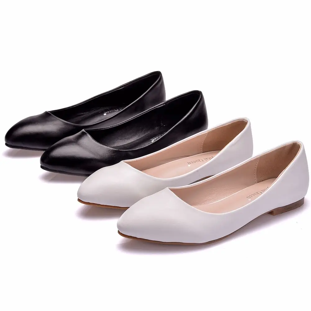 

Fashion Comfort Flat Heel Casual Shoes Pointed Toe Soft Sole Ballet Flats Plus Size Wedding Flats For Women Bridal Shoes, White