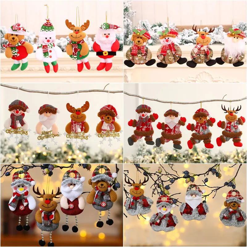 

2024 Merry Christmas Ornaments Xmas Gift Santa Claus Snowman Tree Toy Doll Hang Christmas Decorations