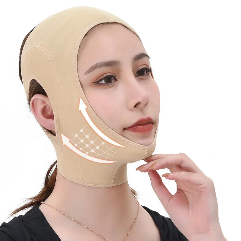 

Ladies Double Chin Bandage Facial Weight Loss Belt V-Face Shaper Band Anti Sagging Skin Lifting Firming Face Corrector, Nude