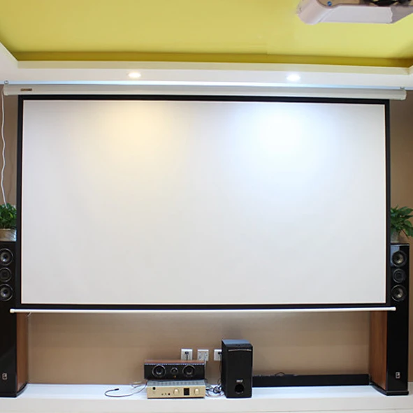 
300 inch octagonal casing electric projection screen motorized projector screen round projection screen 