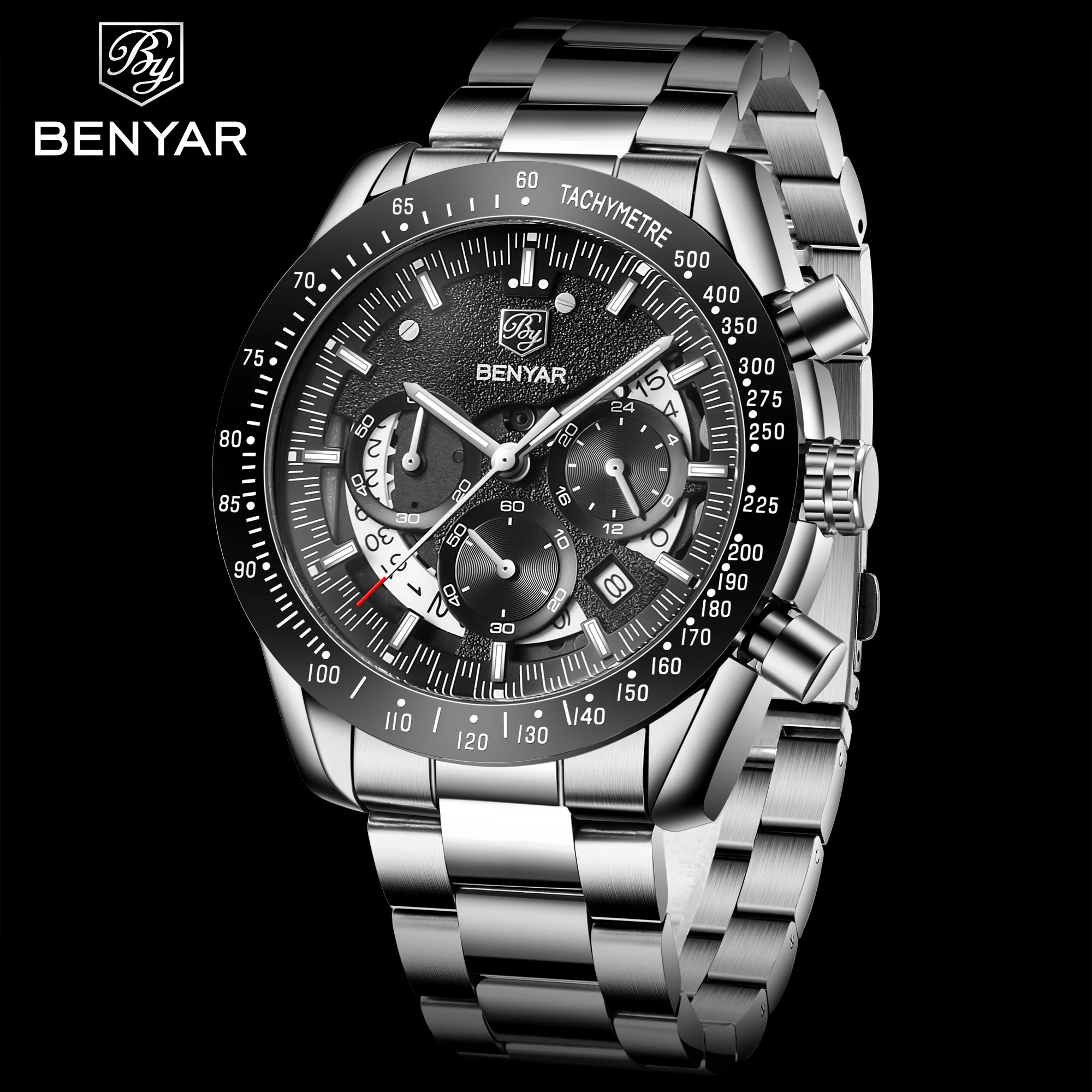 

Hot sale benyar 5120 new fashion 30M waterproof chronograph wrist quartz men's watches with stainless steel band