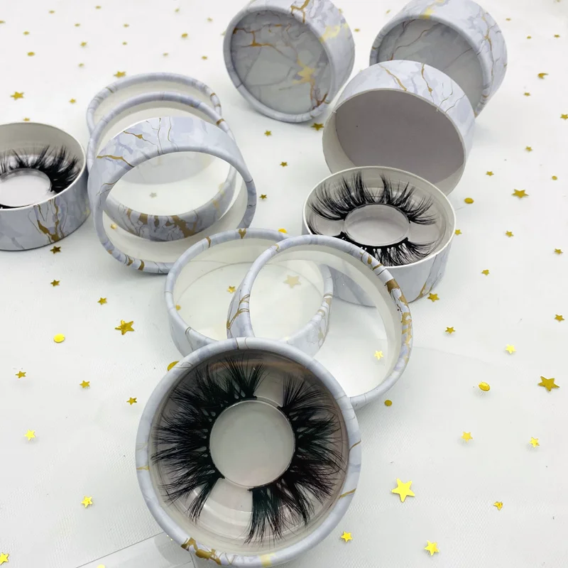 

Best lash vendor 25mm lashes 5D eyelash bulk order with marble lashcases, Natural black mink eyelashes