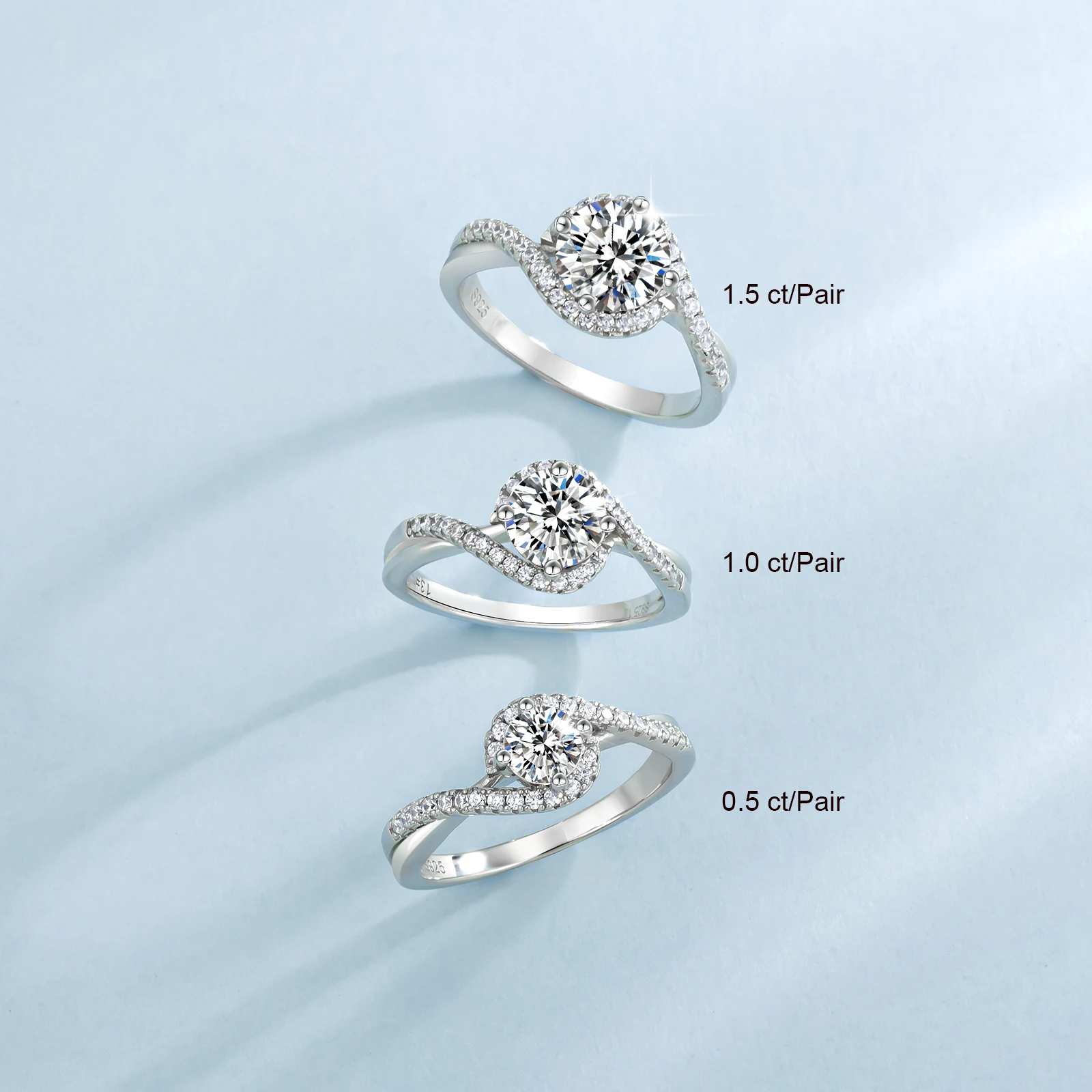 Wholesale VVS1 0.5ct 1.0ct 1.5ct 925 Sterling Silver D Color Vintage Wedding Moissanite Diamond Engagement Rings for Women