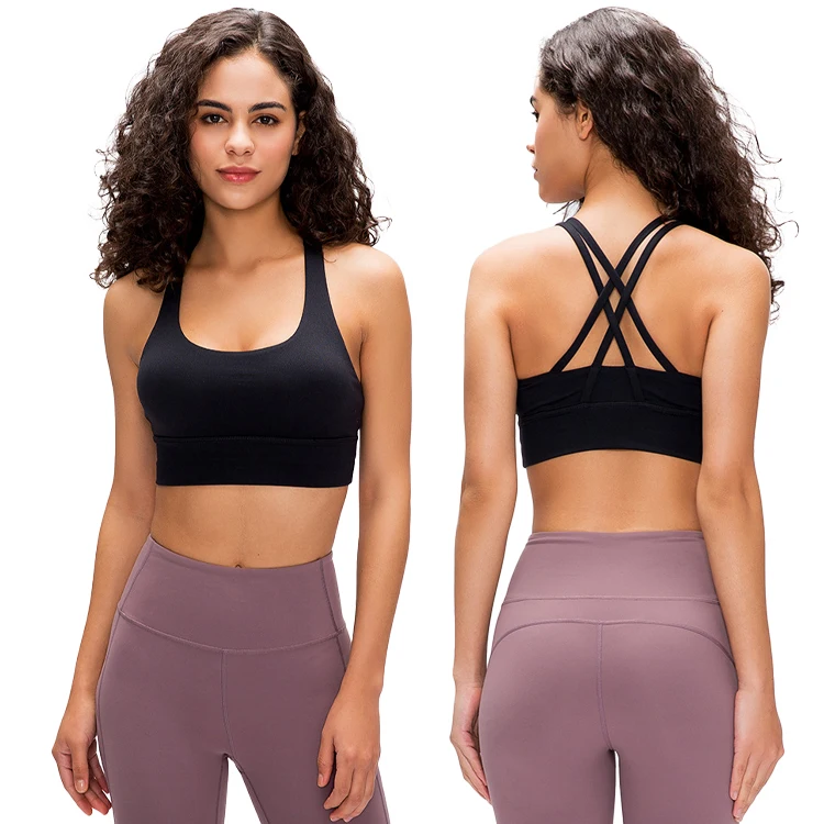 

AOLA Wholesale Custom Logo High Quality Custom Logo Printed Yoga Bra Top Fitness Sports Wear Women Sports Bra