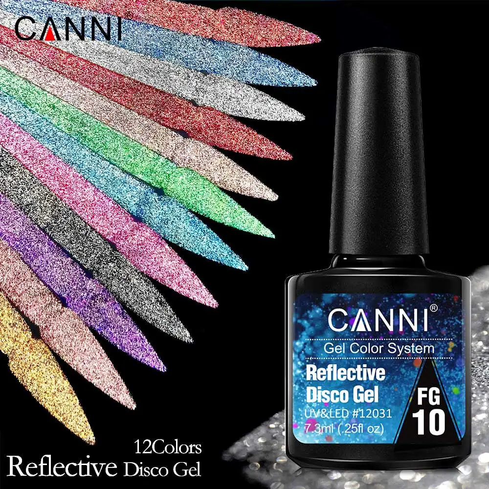 

CANNI 7.3ml Neon Fluorescent Reflective Disco Gel Holographic Gel Laser Manicure Soak Off UV Gel for Nails Design Varnish