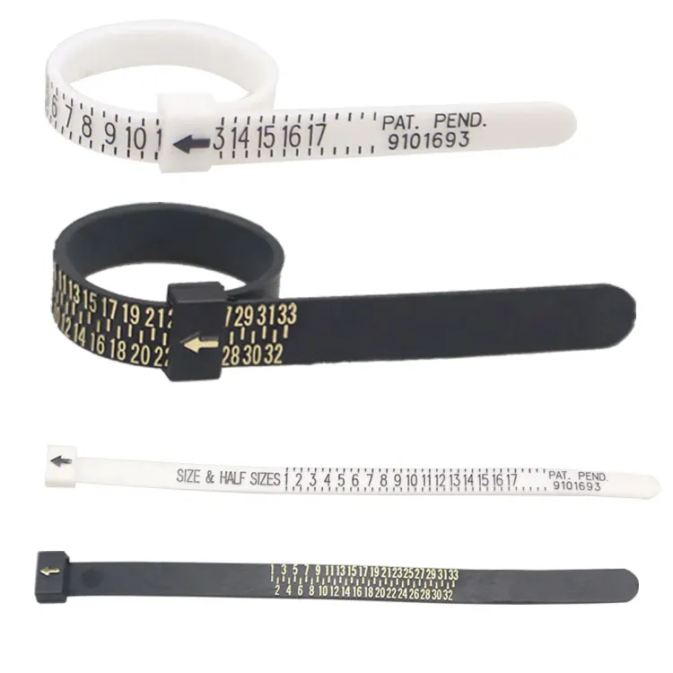 

XuQian 2021 Hot Selling Plastic Ring Sizer With 5 Standards For Measuring Ring, White & black