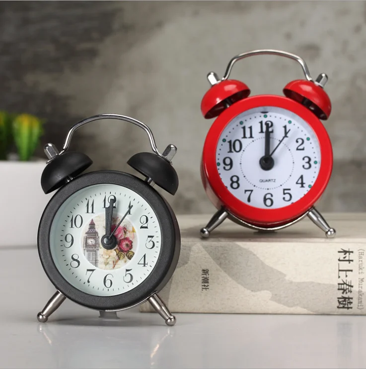 

Creative metal material small alarm clock pastoral small fresh desktop mini alarm clock