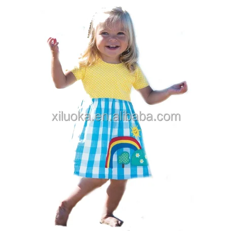 

Baby Girl Dress High Quality Rainbow Skirt Short Sleeve Baby Girl Dress Clothes, Picture
