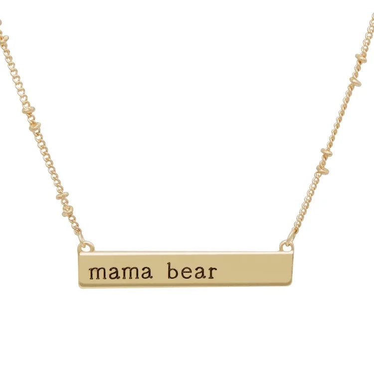

Wholesale good quality shiny small gold filled engraved custom name bar necklace jewelry, Picture