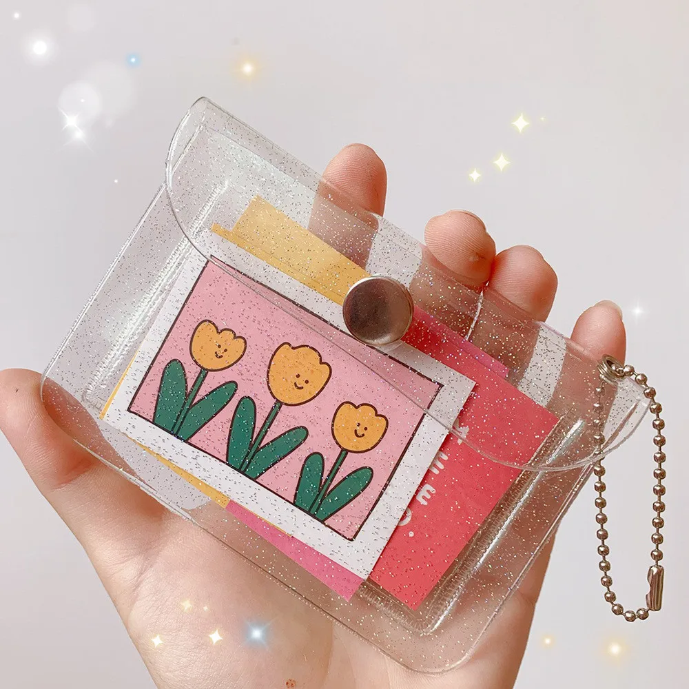 

Korean Custom ins glitter transparent card case portable cute coin purse