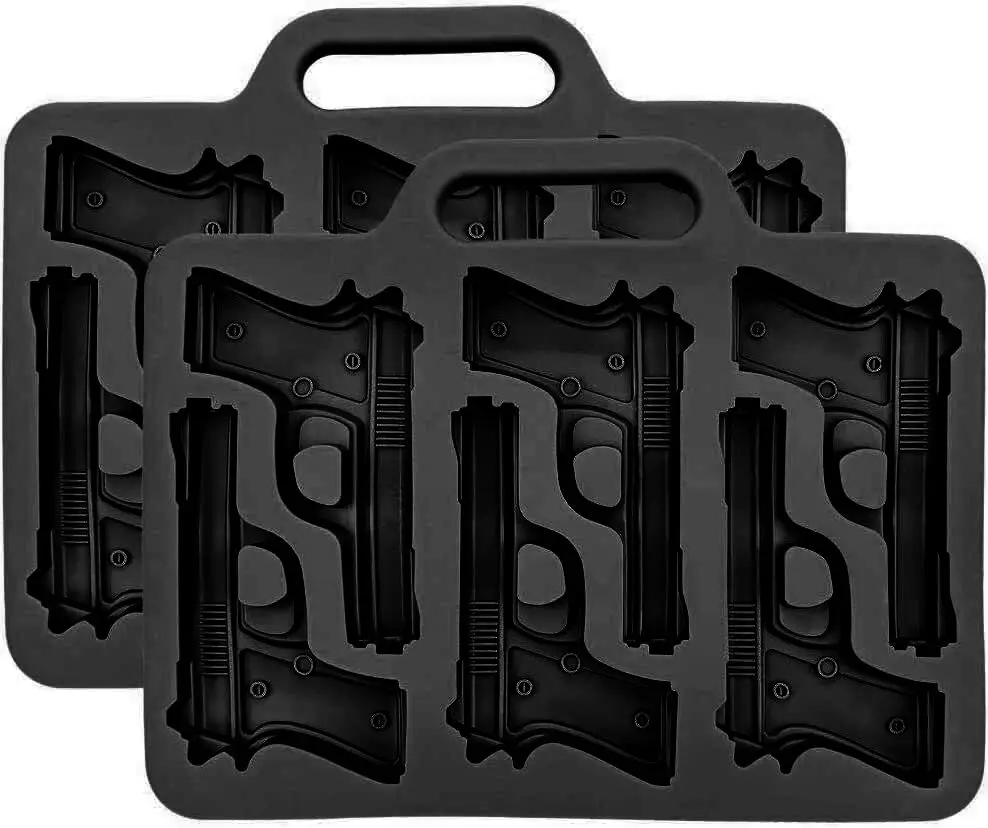 

Quick-freezer 6 Grid Silicone Pistol Pattern Ice Cube Mold Homemade Ice Cube Bar Creative Mold Essential Tools For Bar, Black