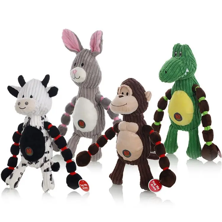 

Funny gift chewing training interactive rabbit monkey frog cow plush stuffed animals pet dog toys for puppies medium dog, Red,gray