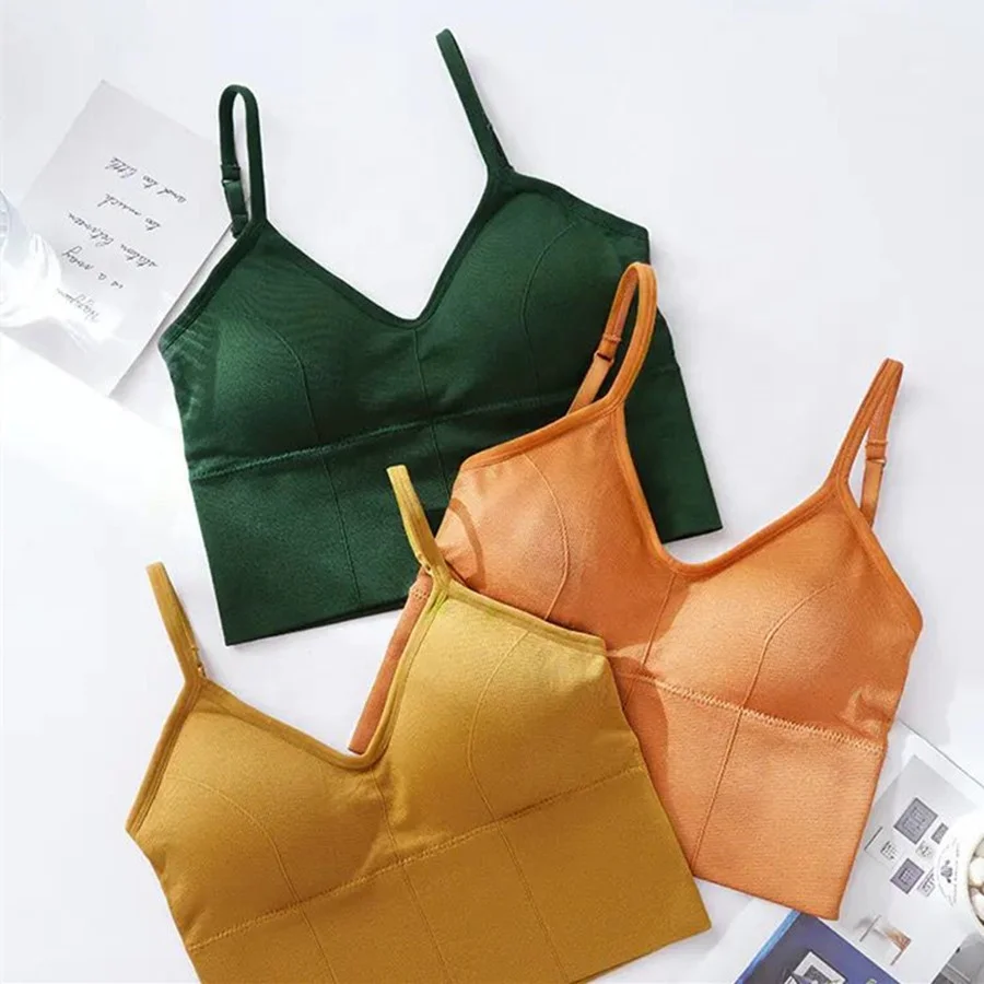 

2020 New Fashion 2pcs/lot Suspender vest bra with a large U-shaped back Sexy yoga shirt