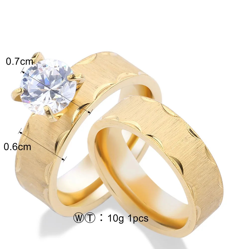 1pc 18k Gold Plated Stainless Steel Wedding Couple Ring Engagement Rings Set Ebay