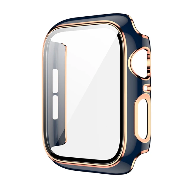 

360 Screen Protector Bumper Frame Hard Case For Apple Watch 38 40 42 44mm Cover Tempered Glass Film for iwatch Series 6 SE 5 4 3, Black,gold,blue,red