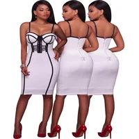 

SAP5011 cheap summer club wear bandage design spaghetti strap sexy women bodycon long white dress