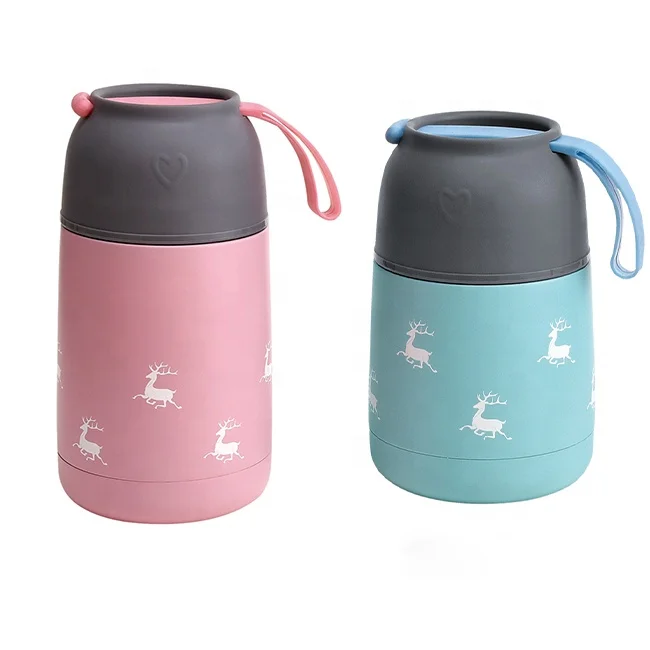 

Hot Selling 18/8 Stainless Steel Storage Food Container, School Cute Baby Thermos Double Wall Seal Sticker Food Jar, Customized color