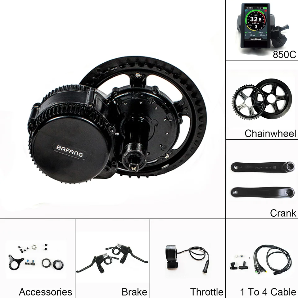 

Greenpedel Bafang bike mid drive 36V 350W 44T 46T 52T mid drive ebike electric bicycle motor kit with optional display