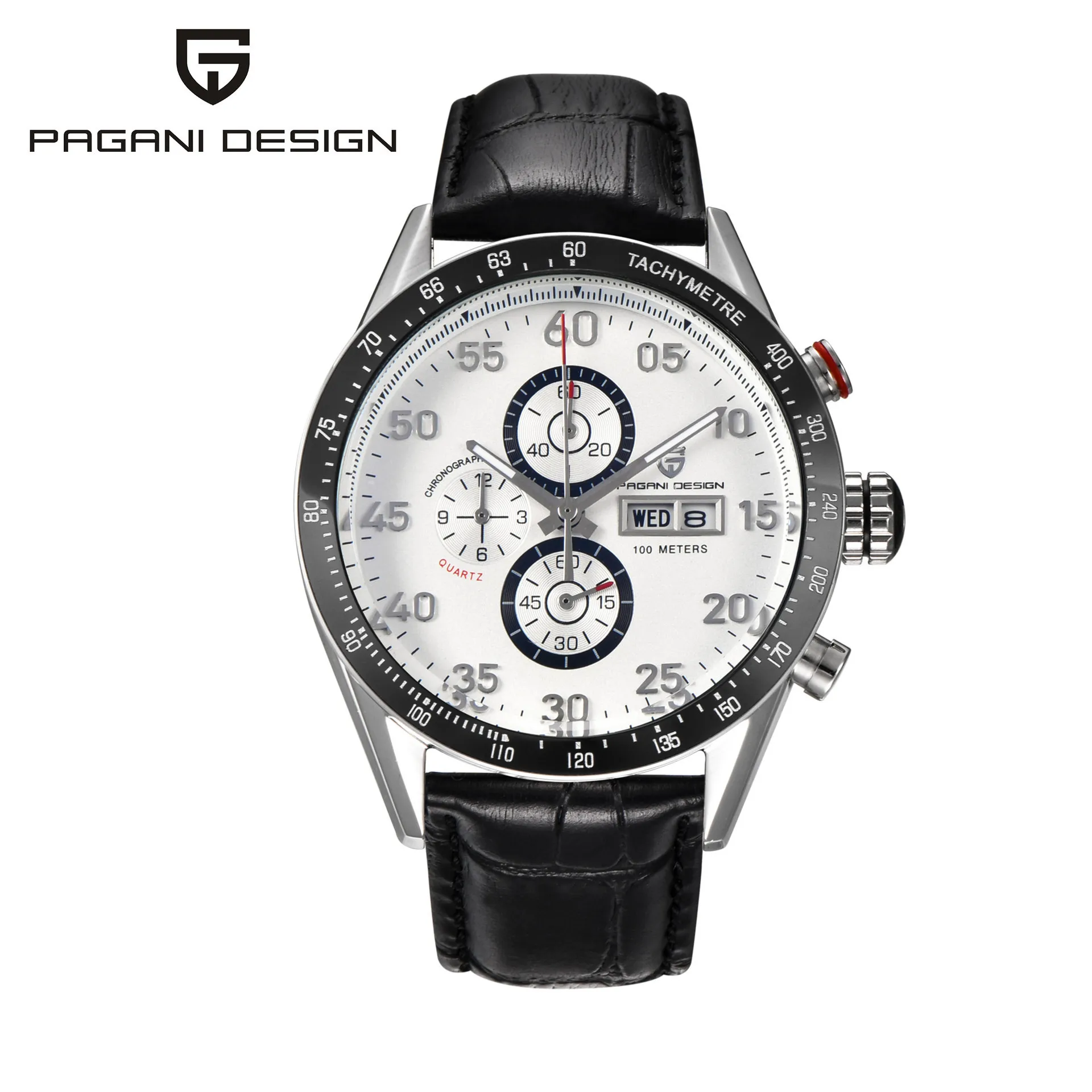 

Pagani design CX2513 fashion China man quartz watch authentic Leather Strap 3 dials Chronograph Simple business wrist watch