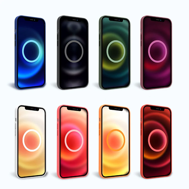 

Official Original Silicone Case For iPhone 12 Pro / 12 MAX Mini Cases Mag with Magnetic Circle Safe Cover