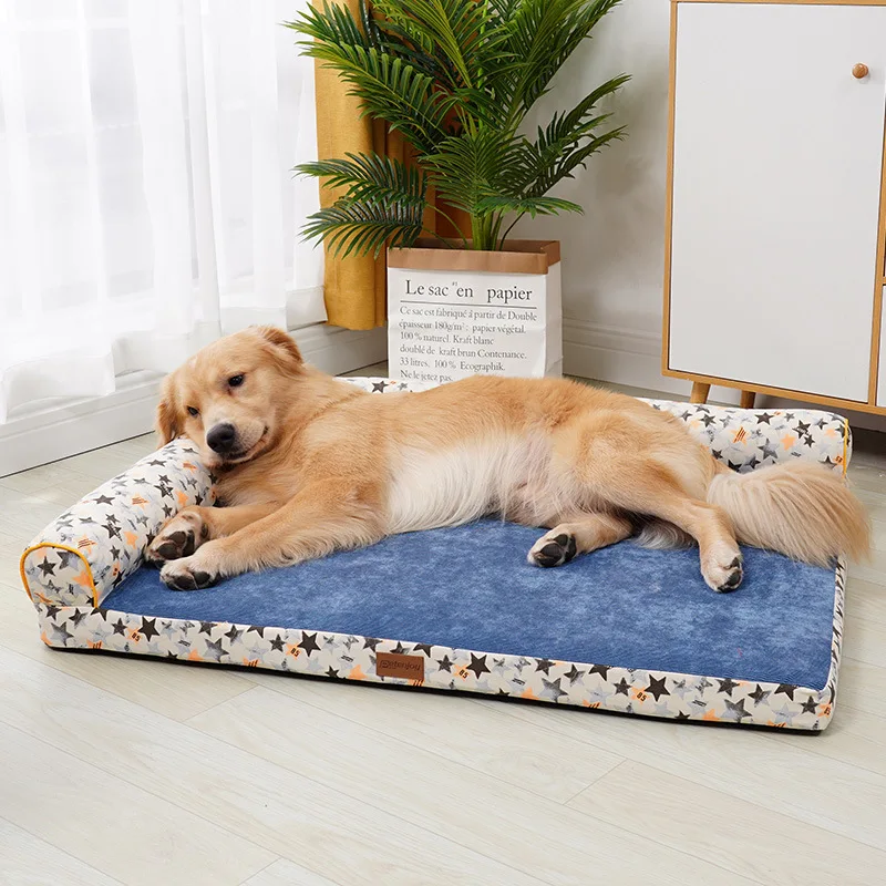 

wholesale L Shaped Corner luxury Couch plush Pet Bed orthopedic thick suede dog mattress