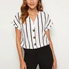 Summer New Arrival High Quality Women Rolled Cuff Batwing Sleeve Striped Casual Blouses