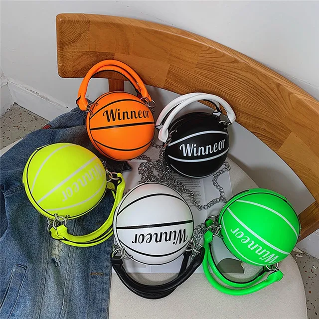 

Wholesale Candy Color Basketball Handbags Women Ball Shape Shoulder Bag