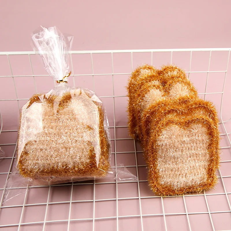 

Bread Shape Dish washing Towels Acrylic Polyester Silk Dish Cloth Cleaning Cloth Kitchen Towel Cleaning Rag, Brown