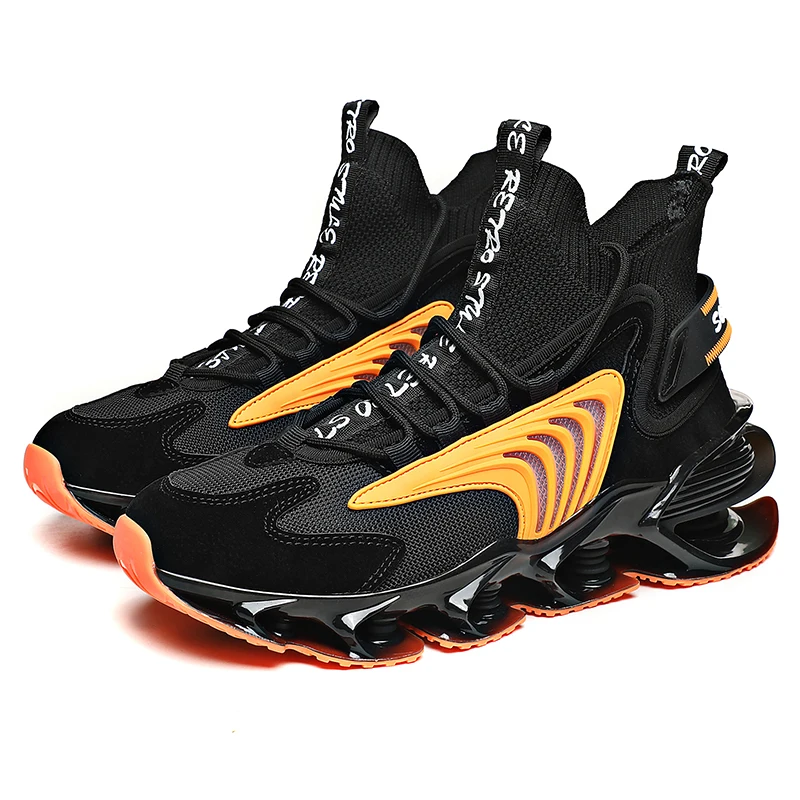

Lace up men's high top leisure sports shoes 2021 spring summer autumn new personalized thick soled blade men's shoes