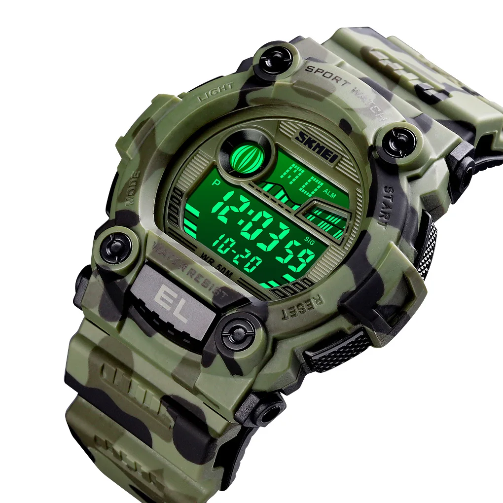 

SKMEI 1633 Digital Wrist Watches Sport Watch Lcd Display Watch Digital for Men, Black,army green/blue/gray camouflage,denim blue