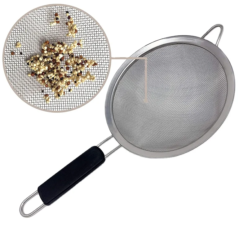 

Stainless Steel Fine Mesh Strainers Strainer Wire Sieve 3 Sizes Kitchen Gadgets Tools Teabag Flour Sifter, Customized color