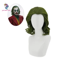 

2019 New Movie Joker Halloween Wig 35cm Short Green Mixed Arthur Fleck Synthetic Hair Cosplay Wigs