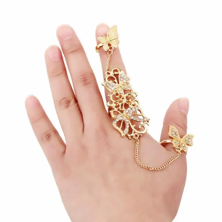 

Hot Selling Luxury Golden Butterfly Rings Fashion Delicate Hollow Adjustable Butterfly Knuckle Rings