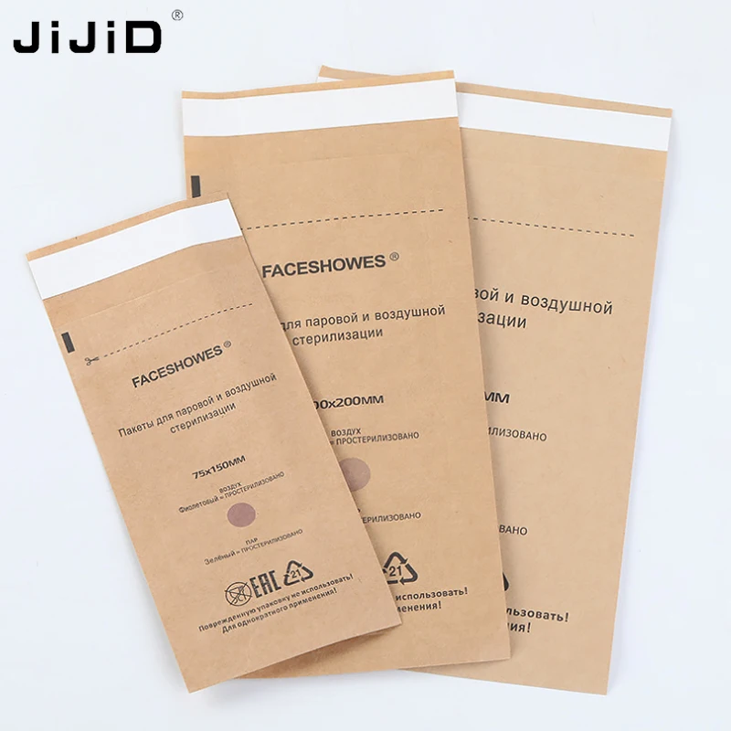 

JiJiD 75*150mm High Temperature Dry Heat Sterilization Pouch Disinfection Kraft Bag For Beauty Nail Salon