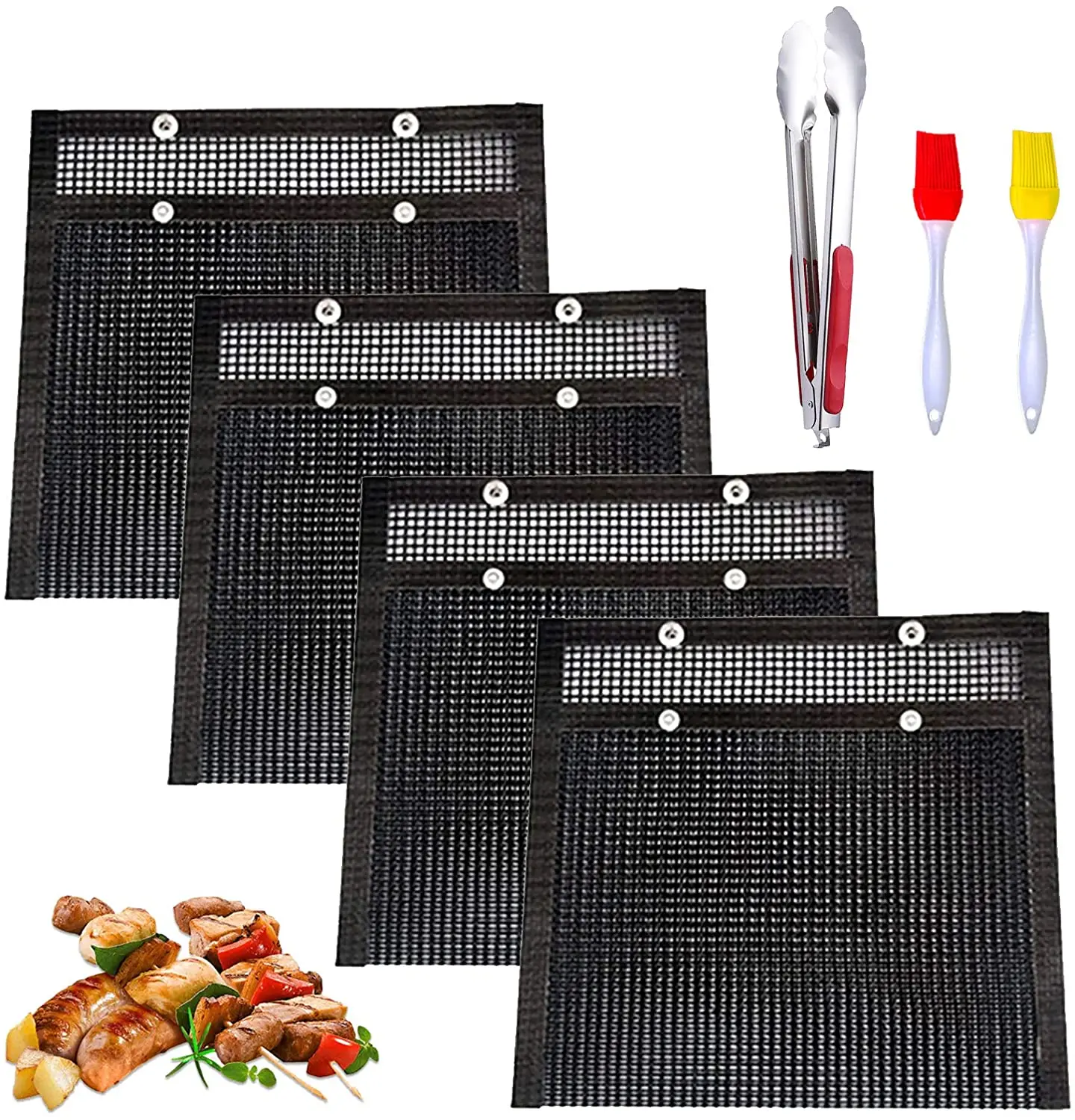 

High temperature Food Grade PTFE coated fiberglass Barbecue BBQ Mesh Bag for grilling, Black