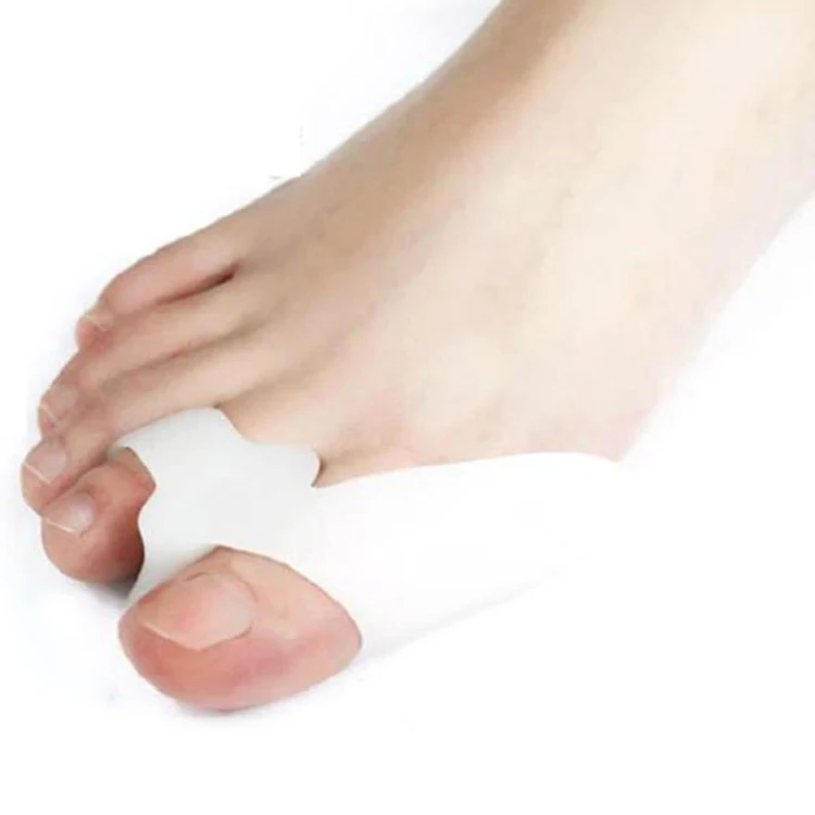 

Hot Sale 2021 Skin-friendly Double Loops Hallux Valgus Bunion Corrector Toe Separator, White/skin