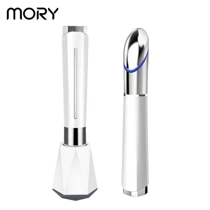 

mini eye massage device Eye lifting massage heating vibrating pen wrinkle vibration eye massager pen, White / pink or customize
