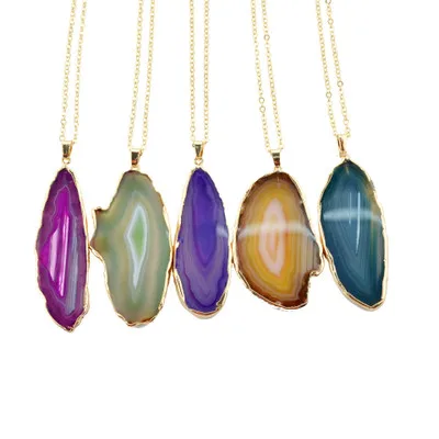 

Wholesale Irregular Agate Charm Natural Agate Necklace Pendants For Women Fashion Jewelry