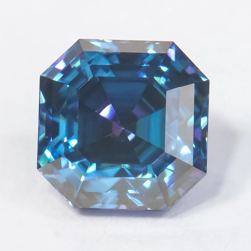 

Wholesale bulk synthetic flawless 0.5-8 carat royal blue colored stone loose square asscher cut diamond moissanite mossanite