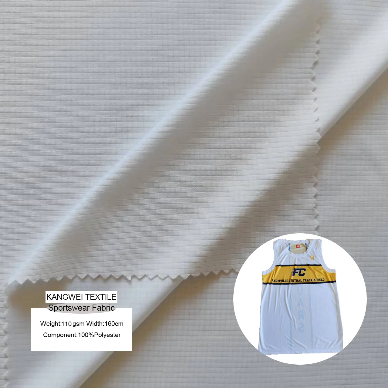 Sublimation Fabric 160cm 115gsm 100% Polyester White Waffle Sportswear Fabric for Feel Comfortable and Soft Sleeveless Garment